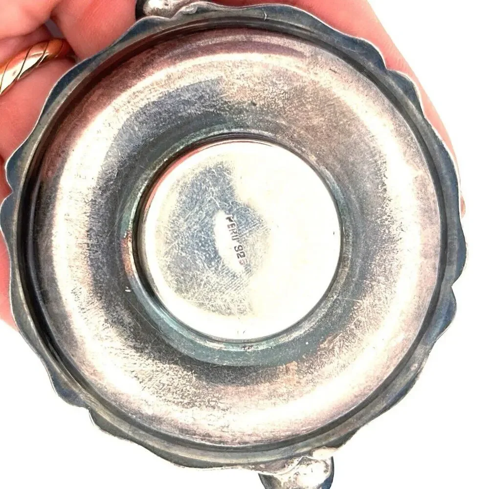 Vintage 925 Sterling Silver Peruvian Ashtray Aztec